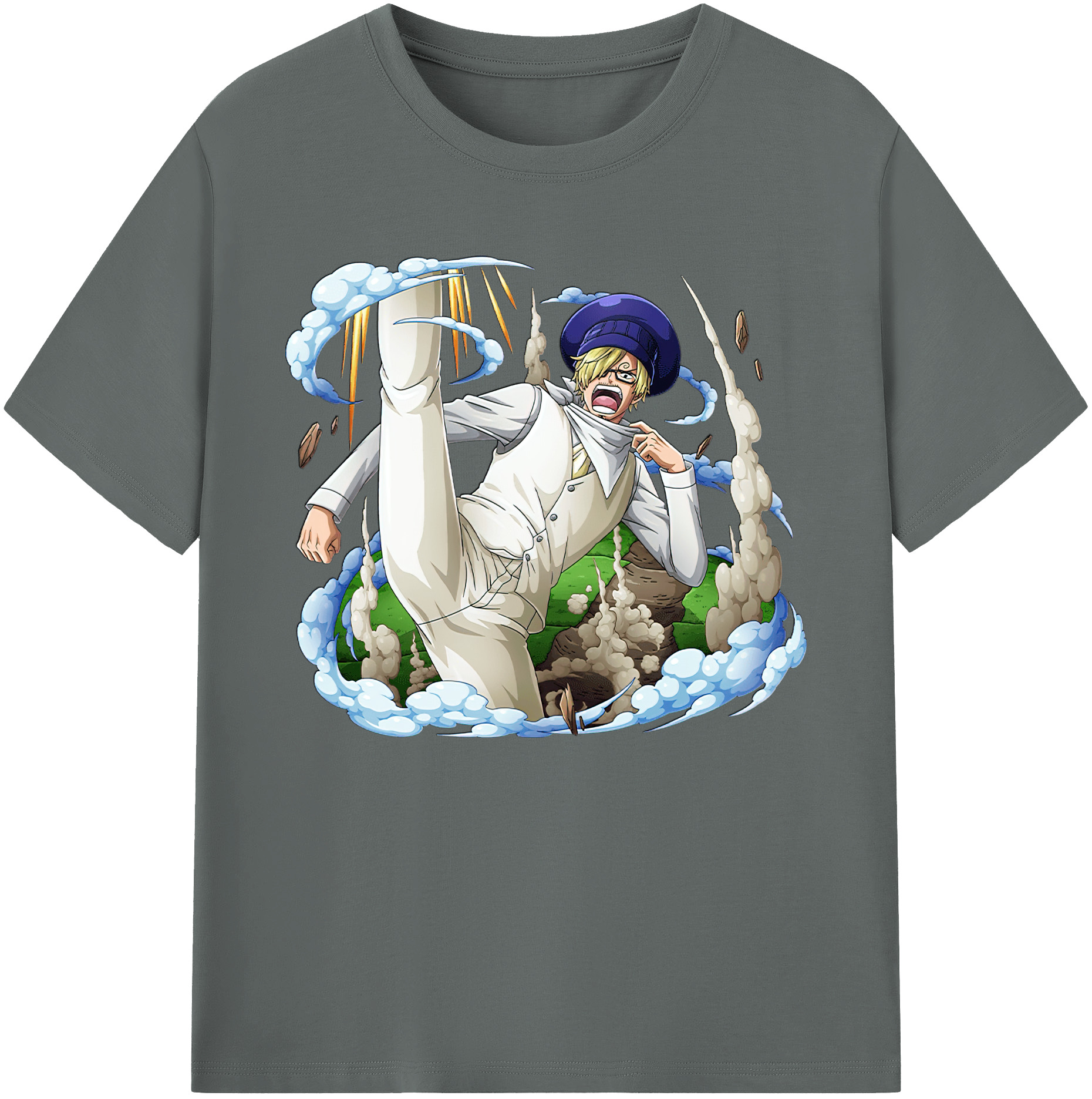 （画像用） ワンピース サンジ ONE PIECE Sanji 綿100％ メンズ半袖Tシャツ｜肌触りやわらか＆通気性